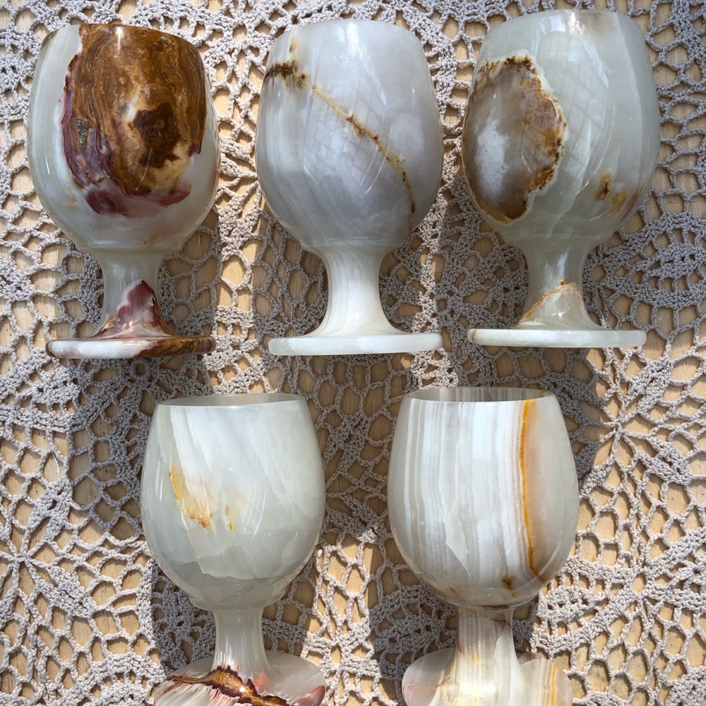 Set of Five Onyx Goblets Vases